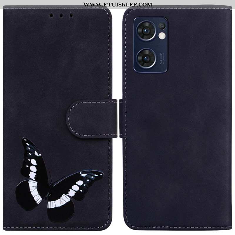 Etui Folio do Oppo Find X5 Lite Motyl Dotykający Skóry